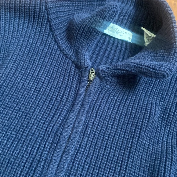 Lord & Taylor Zip Up Navy Sweater - Picture 2 of 4